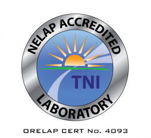 ORELAP emblem NELAP accredited laboratory accreditation certificate TNI standard